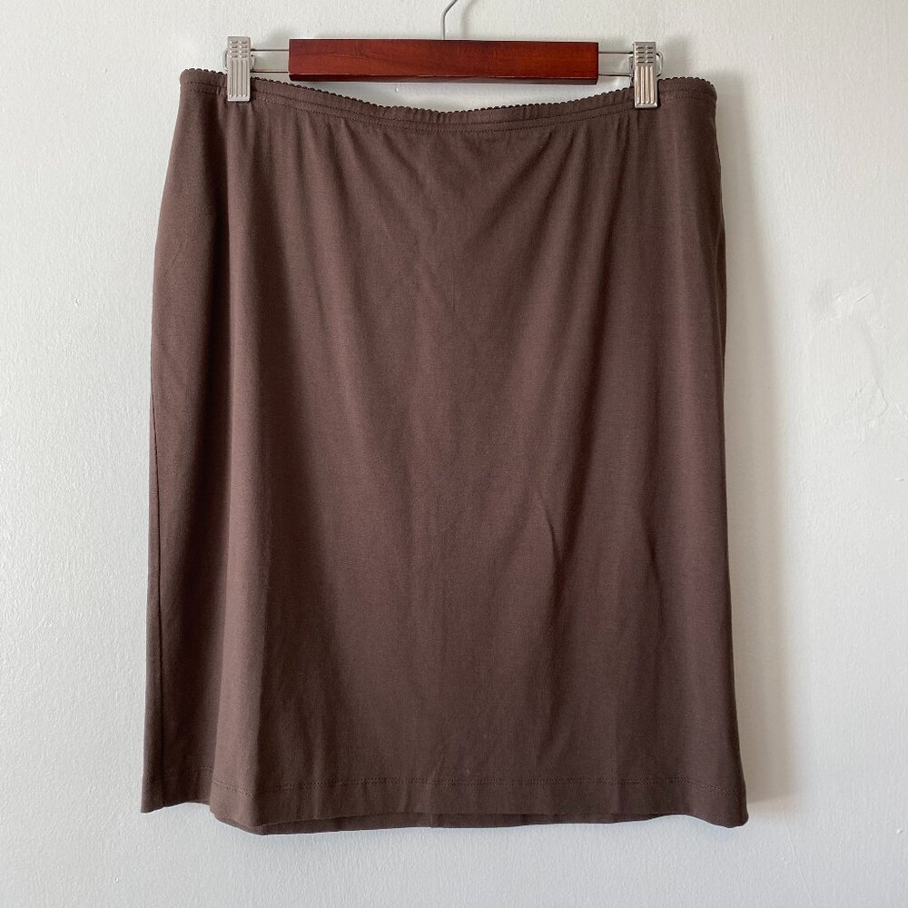 J Jill Stretch Pull On Skirt Womens Medium Driftwood Brown Rayon Spandex